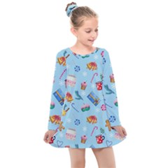 New Year Elements Kids  Long Sleeve Dress by SychEva