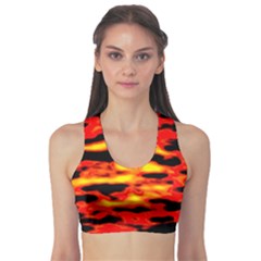 Red  Waves Abstract Series No17 Sports Bra by DimitriosArt