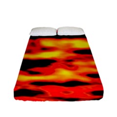 Red  Waves Abstract Series No17 Fitted Sheet (full/ Double Size) by DimitriosArt