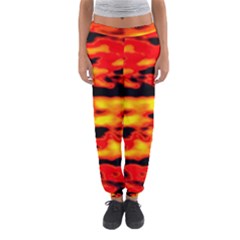 Red  Waves Abstract Series No17 Women s Jogger Sweatpants by DimitriosArt