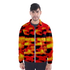 Red  Waves Abstract Series No17 Men s Windbreaker by DimitriosArt