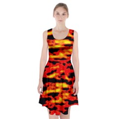 Red  Waves Abstract Series No17 Racerback Midi Dress by DimitriosArt