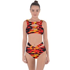 Red  Waves Abstract Series No17 Bandaged Up Bikini Set  by DimitriosArt