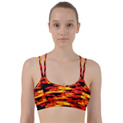 Red  Waves Abstract Series No17 Line Them Up Sports Bra by DimitriosArt