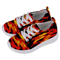 Red  Waves Abstract Series No17 Kids  Lightweight Sports Shoes by DimitriosArt