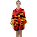 Red  Waves Abstract Series No17 Long Sleeve Satin Kimono View1