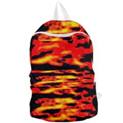 Red  Waves Abstract Series No17 Foldable Lightweight Backpack by DimitriosArt