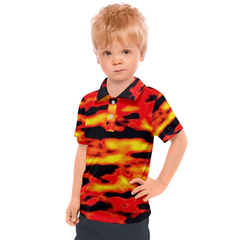 Red  Waves Abstract Series No17 Kids  Polo Tee by DimitriosArt