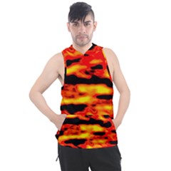 Red  Waves Abstract Series No17 Men s Sleeveless Hoodie by DimitriosArt