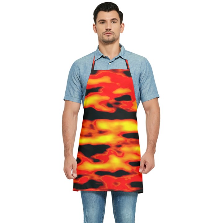 Red  Waves Abstract Series No17 Kitchen Apron