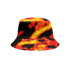 Red  Waves Abstract Series No17 Inside Out Bucket Hat (kids) by DimitriosArt