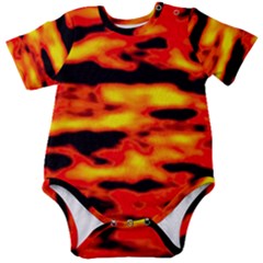 Red  Waves Abstract Series No17 Baby Short Sleeve Onesie Bodysuit