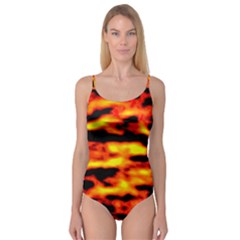 Red  Waves Abstract Series No18 Camisole Leotard  by DimitriosArt