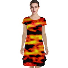 Red  Waves Abstract Series No18 Cap Sleeve Nightdress by DimitriosArt