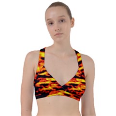 Red  Waves Abstract Series No18 Sweetheart Sports Bra by DimitriosArt