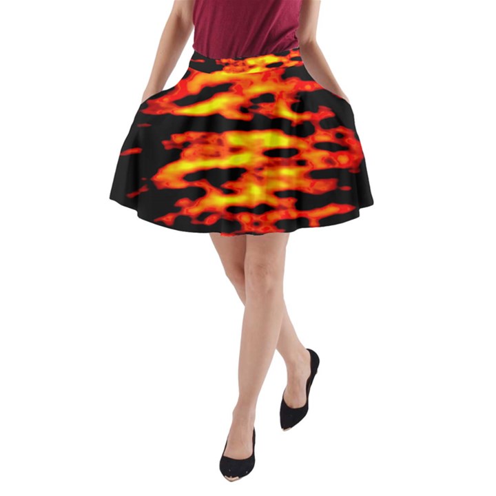 Red  Waves Abstract Series No18 A-Line Pocket Skirt