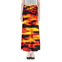 Red  Waves Abstract Series No18 Full Length Maxi Skirt by DimitriosArt