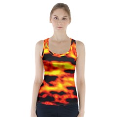 Red  Waves Abstract Series No18 Racer Back Sports Top by DimitriosArt