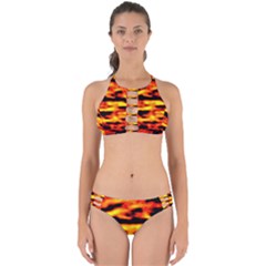 Red  Waves Abstract Series No18 Perfectly Cut Out Bikini Set by DimitriosArt