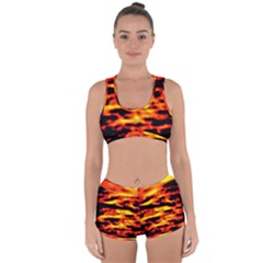 Red  Waves Abstract Series No18 Racerback Boyleg Bikini Set by DimitriosArt