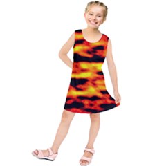 Red  Waves Abstract Series No18 Kids  Tunic Dress by DimitriosArt