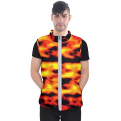 Red  Waves Abstract Series No18 Men s Puffer Vest