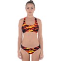 Red  Waves Abstract Series No18 Cross Back Hipster Bikini Set View1