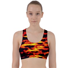 Red  Waves Abstract Series No18 Back Weave Sports Bra by DimitriosArt