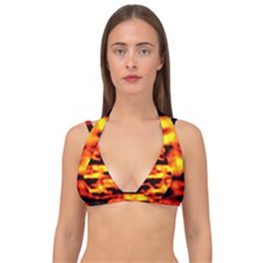 Red  Waves Abstract Series No18 Double Strap Halter Bikini Top by DimitriosArt