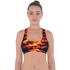 Red  Waves Abstract Series No18 Cross Back Hipster Bikini Top  by DimitriosArt