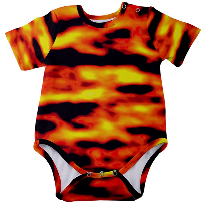 Red  Waves Abstract Series No18 Baby Short Sleeve Onesie Bodysuit