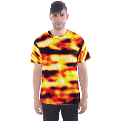 Red  Waves Abstract Series No19 Men s Sport Mesh Tee by DimitriosArt