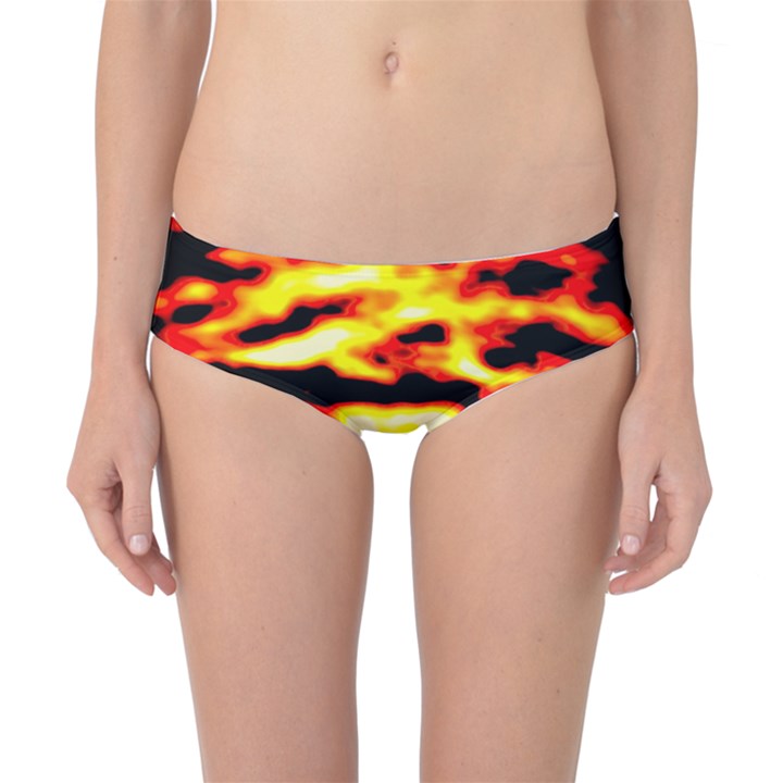 Red  Waves Abstract Series No19 Classic Bikini Bottoms