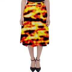 Red  Waves Abstract Series No19 Classic Midi Skirt by DimitriosArt