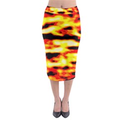 Red  Waves Abstract Series No19 Midi Pencil Skirt by DimitriosArt