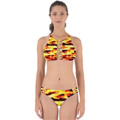 Red  Waves Abstract Series No19 Perfectly Cut Out Bikini Set by DimitriosArt