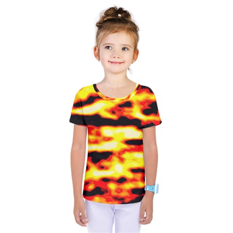 Red  Waves Abstract Series No19 Kids  One Piece Tee by DimitriosArt