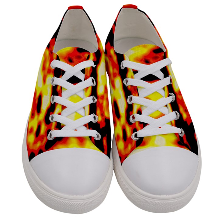 Red  Waves Abstract Series No19 Women s Low Top Canvas Sneakers