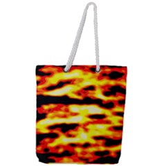 Red  Waves Abstract Series No19 Full Print Rope Handle Tote (large) by DimitriosArt