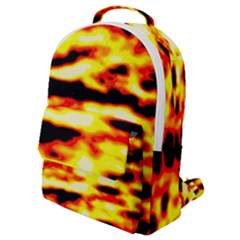 Red  Waves Abstract Series No19 Flap Pocket Backpack (small) by DimitriosArt