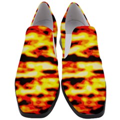 Red  Waves Abstract Series No19 Women Slip On Heel Loafers by DimitriosArt