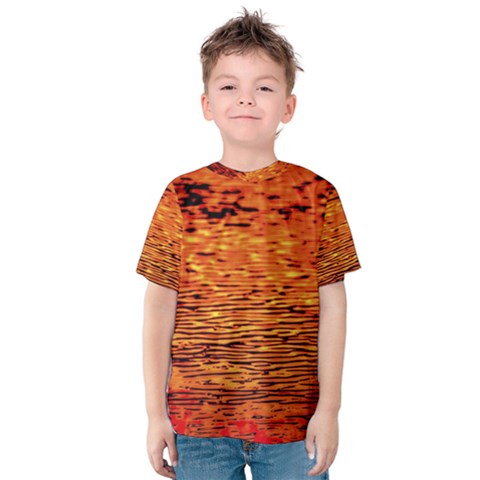 Red Waves Flow Series 1 Kids  Cotton Tee by DimitriosArt