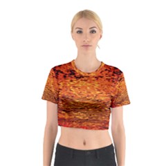 Red Waves Flow Series 1 Cotton Crop Top by DimitriosArt