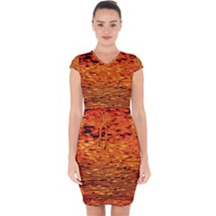 Red Waves Flow Series 1 Capsleeve Drawstring Dress  by DimitriosArt