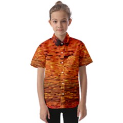 Red Waves Flow Series 1 Kids  Short Sleeve Shirt by DimitriosArt