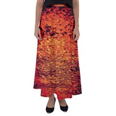 Red Waves Flow Series 1 Flared Maxi Skirt by DimitriosArt