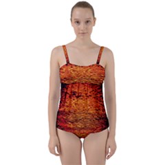 Red Waves Flow Series 1 Twist Front Tankini Set by DimitriosArt