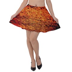 Red Waves Flow Series 1 Velvet Skater Skirt by DimitriosArt