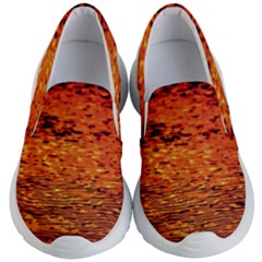 Red Waves Flow Series 1 Kids Lightweight Slip Ons by DimitriosArt