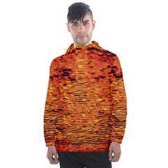 Red Waves Flow Series 1 Men s Front Pocket Pullover Windbreaker by DimitriosArt